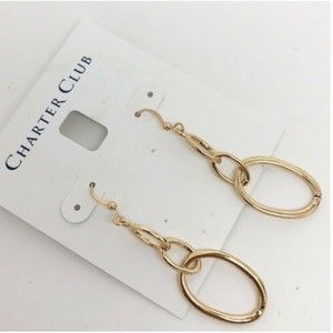Charter Club Gold-Tone Open Circle Link Drop Hook Earring NEW